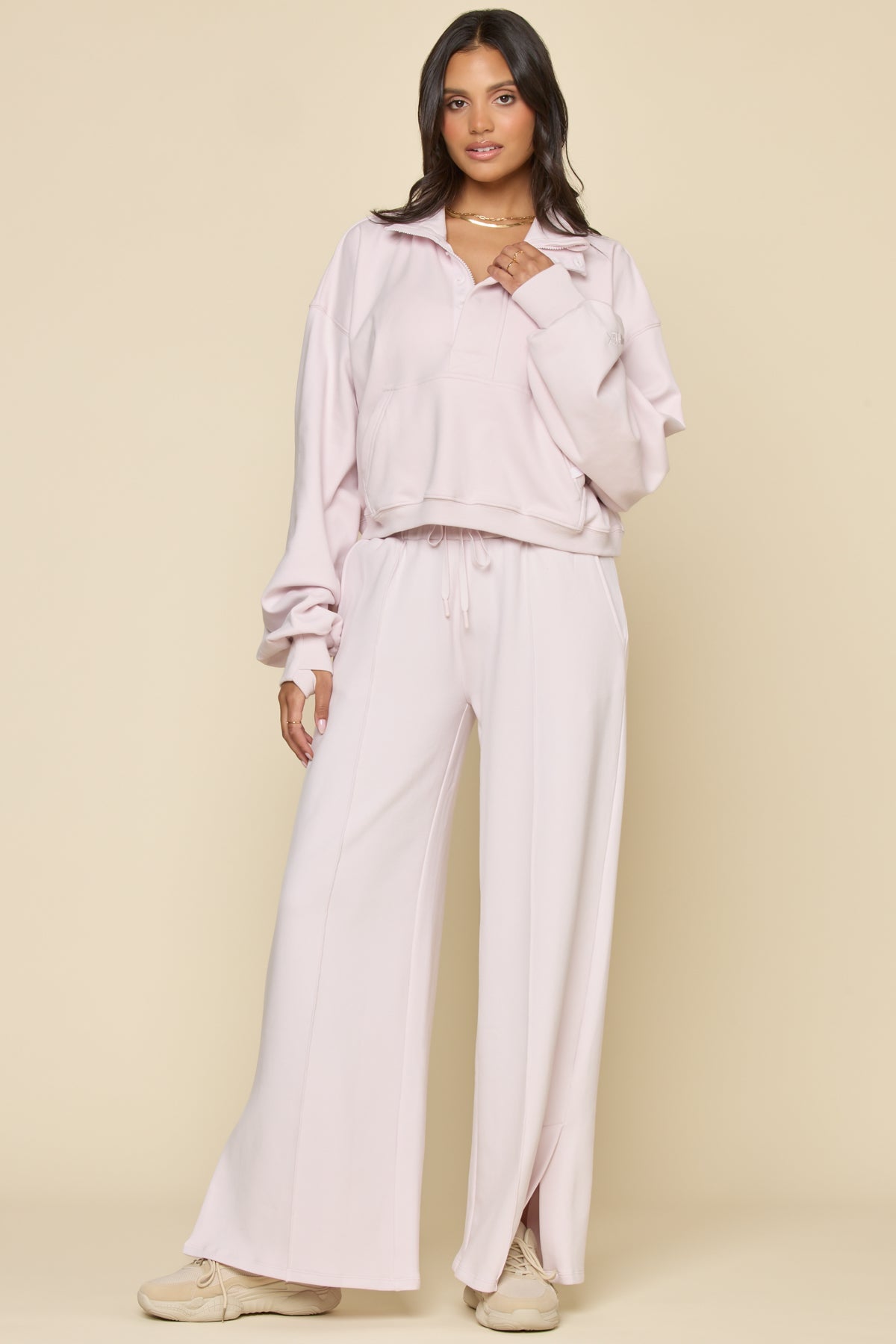 Ooey Gooey Crop Half Zip - Pink Ice