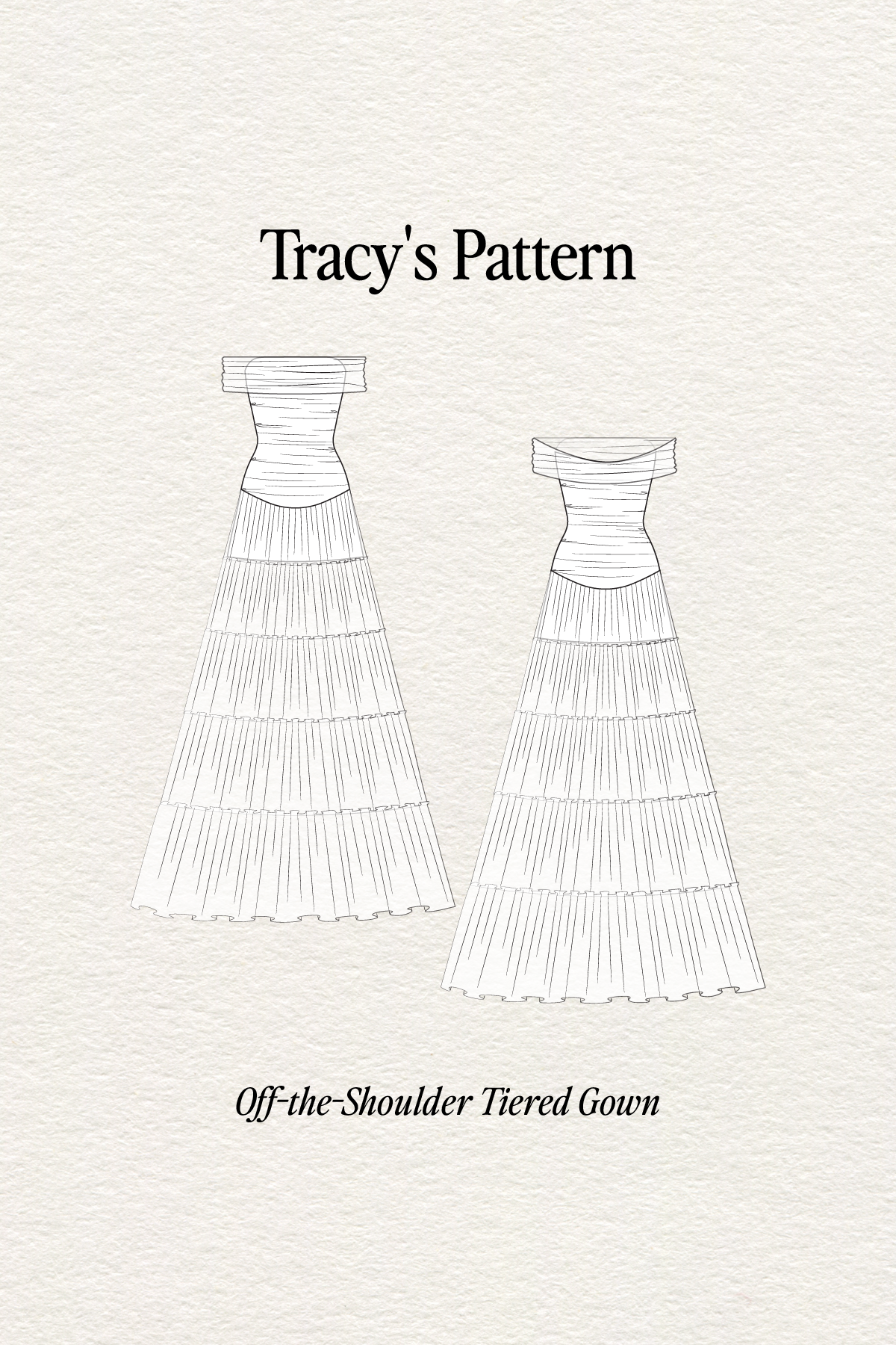Off the Shoulder Tiered Gown by TransformationsbyTracy - Pattern Only