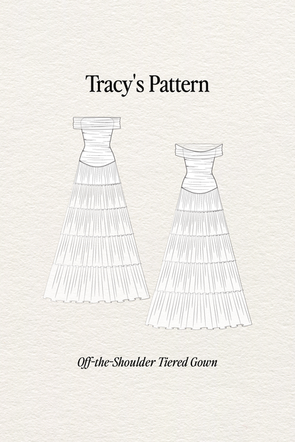 Off the Shoulder Tiered Gown by TransformationsbyTracy - Pattern Only