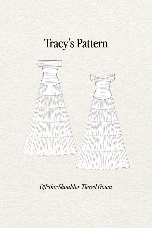 Off the Shoulder Tiered Gown by TransformationsbyTracy - Pattern Only