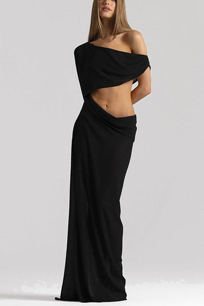 Sculptural Asymmetric Cutout Maxi Dress