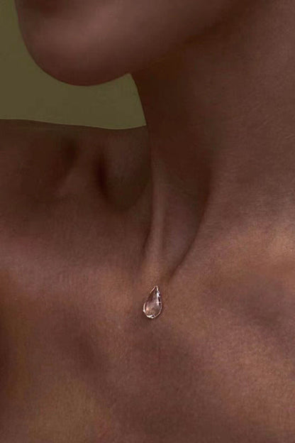 Clear Crystal Dewdrop Collarbone Necklace