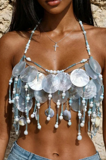 Sequin Bra Body Chain with Tassels