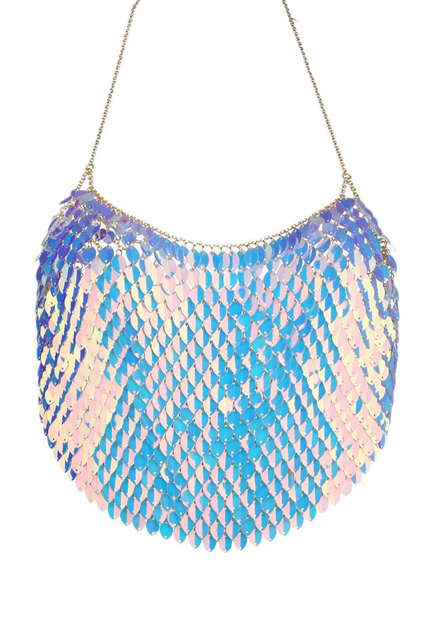 Iridescent Sequin Body Chain Bra