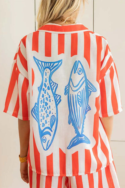 Seaside Holiday Striped Loungewear Set