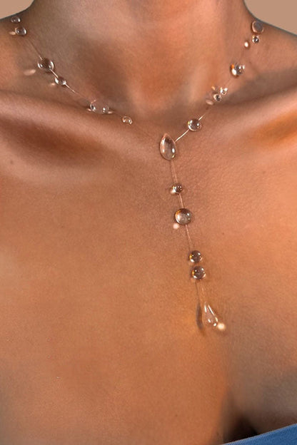 Clear Crystal Dewdrop Collarbone Necklace