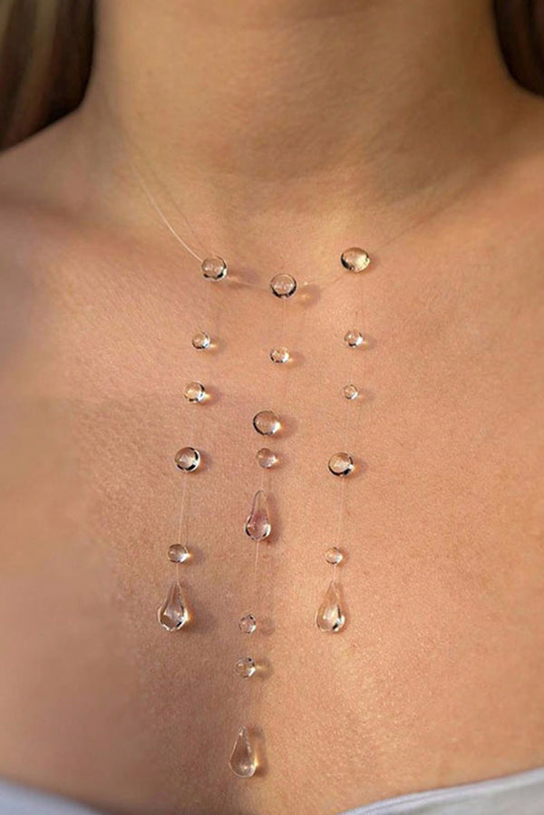 Clear Crystal Dewdrop Collarbone Necklace