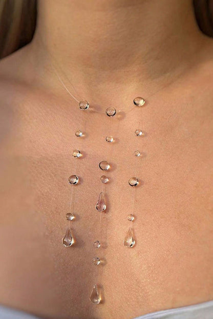 Clear Crystal Dewdrop Collarbone Necklace