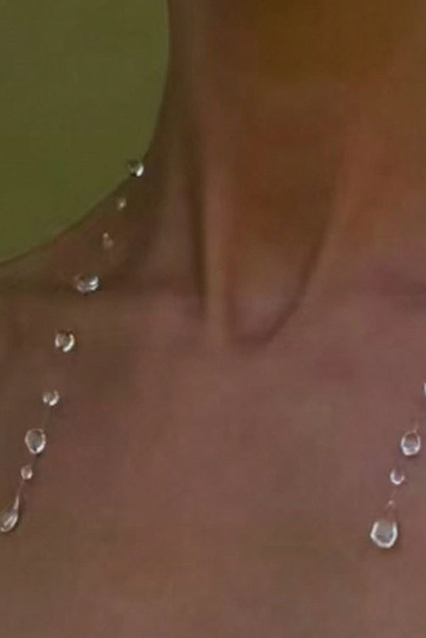 Clear Crystal Dewdrop Collarbone Necklace