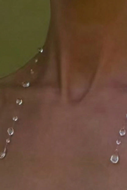 Clear Crystal Dewdrop Collarbone Necklace